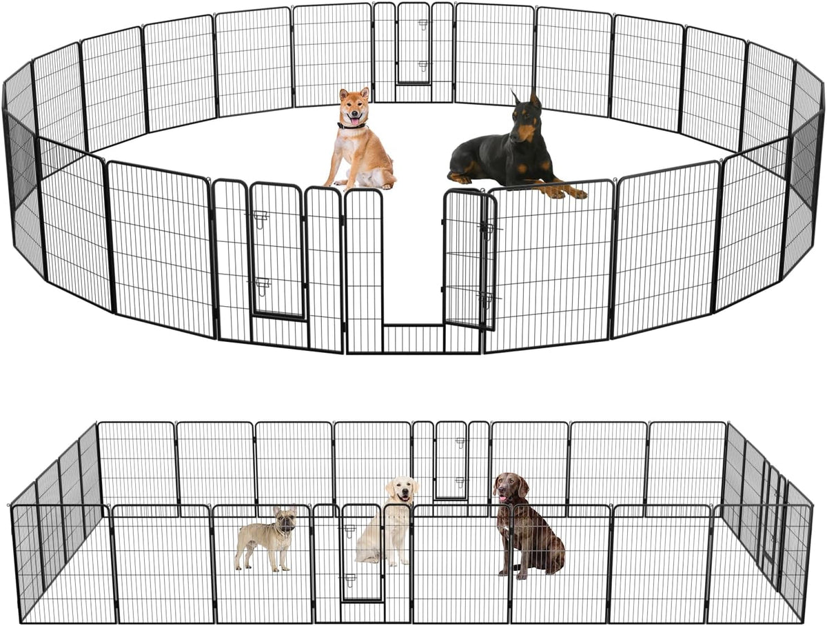 Dog Playpen Dog Pen Dog Kennel 24 Panels 40 Inch Hight Indoor Outdoor Folding Metal Portable Puppy Exercise Pen Heavy Duty Dog Fence for Yard Camping,Black