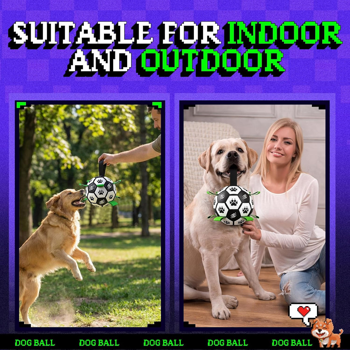 Herding Ball for Dogs, 7 Inch Dog Balls, Dog Soccer Ball with Straps