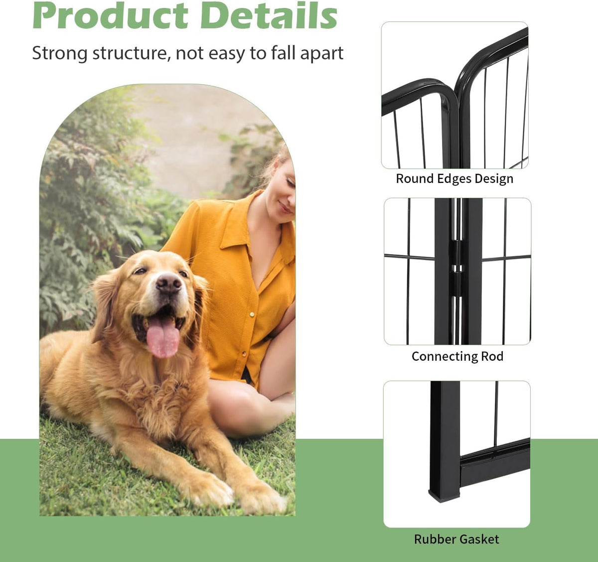 Dog Playpen Dog Pen Dog Kennel 16 Panels 32 Inch Height Indoor Outdoor Folding Metal Portable Puppy Exercise Pen Heavy Duty Dog Fence for Yard Camping,Black