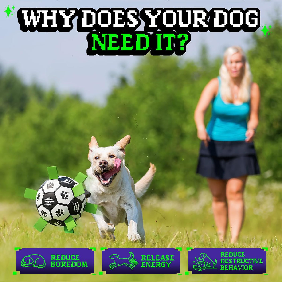 Herding Ball for Dogs, 7 Inch Dog Balls, Dog Soccer Ball with Straps