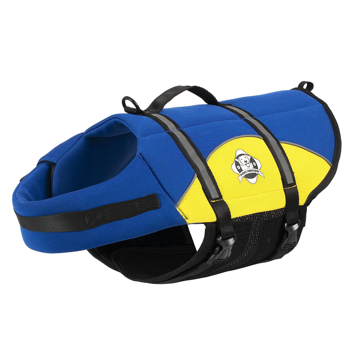 Dog Life Jacket - Keep Your Canine Safe with a Neoprene Life Vest - Designer Life Jackets - Perfect for Swimming and Boating - Blue and Yellow, X-Large
