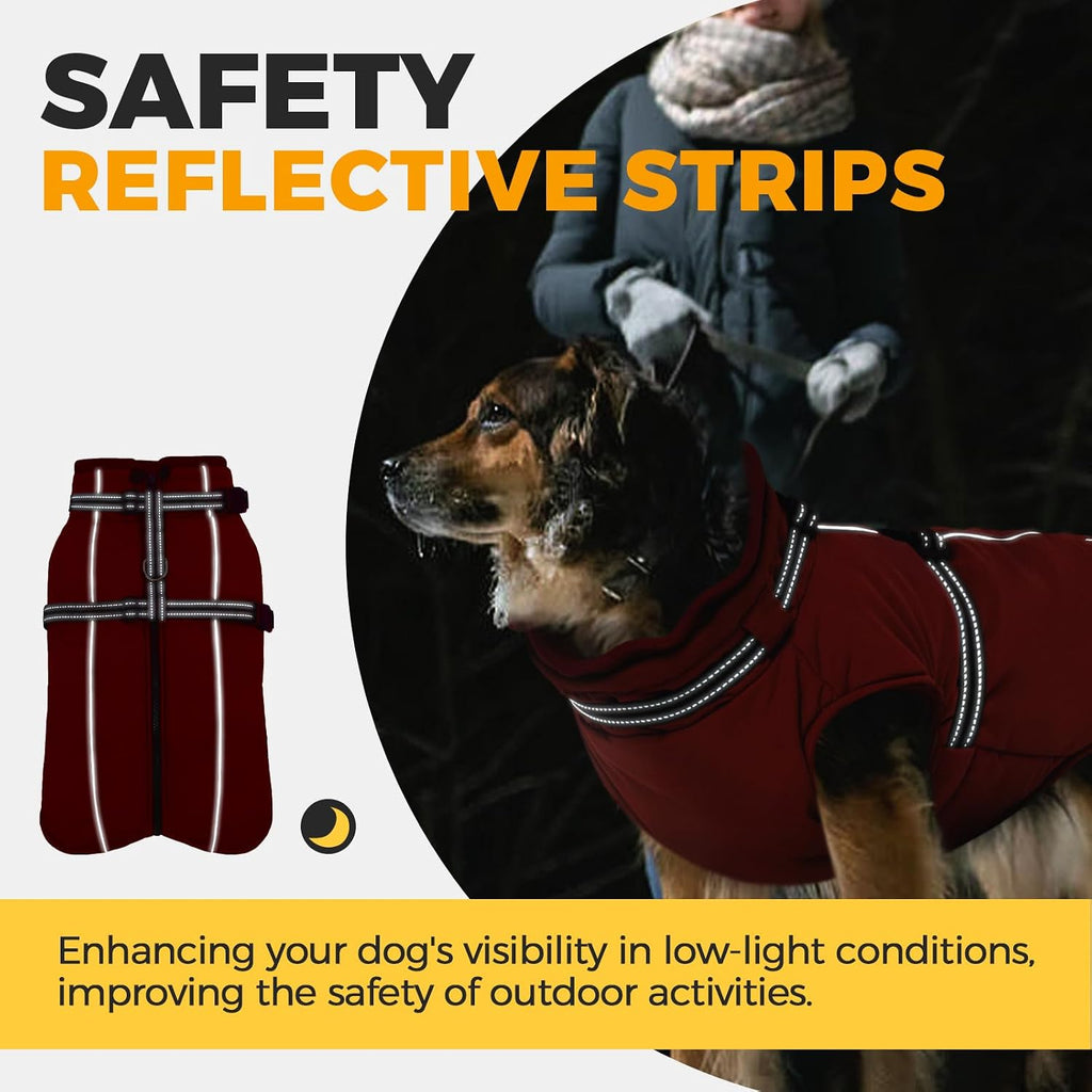 Waterproof Dog Jacket with Harness Built in Warm Dog Winter Coat
