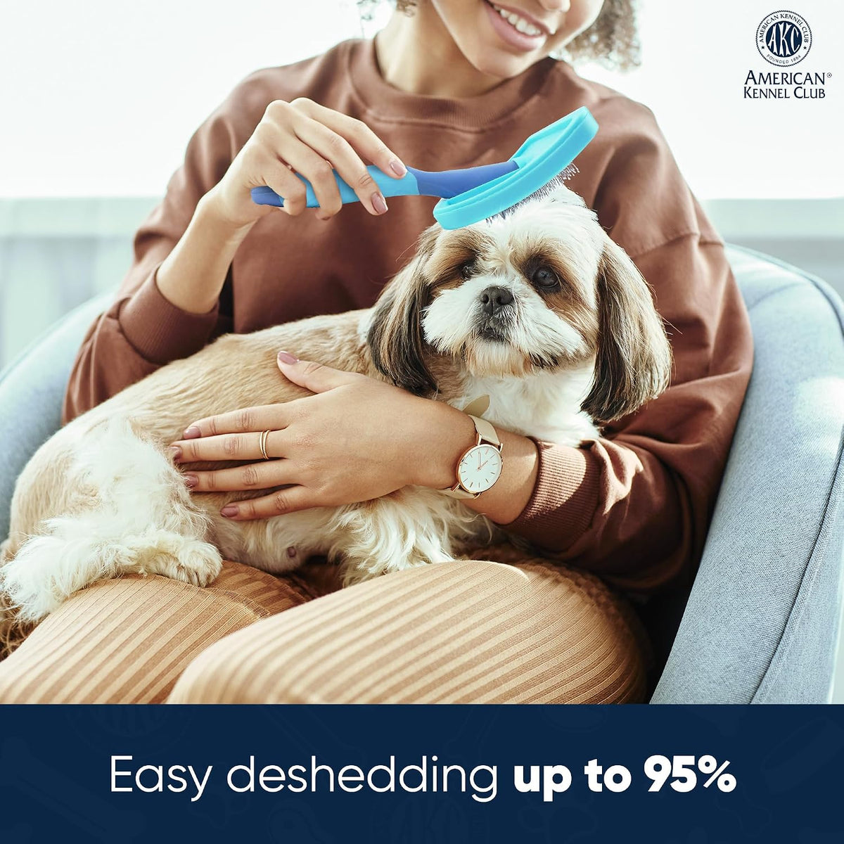 AKC Deshedding Slicker Brush for Dogs & Cats, Coated Tips