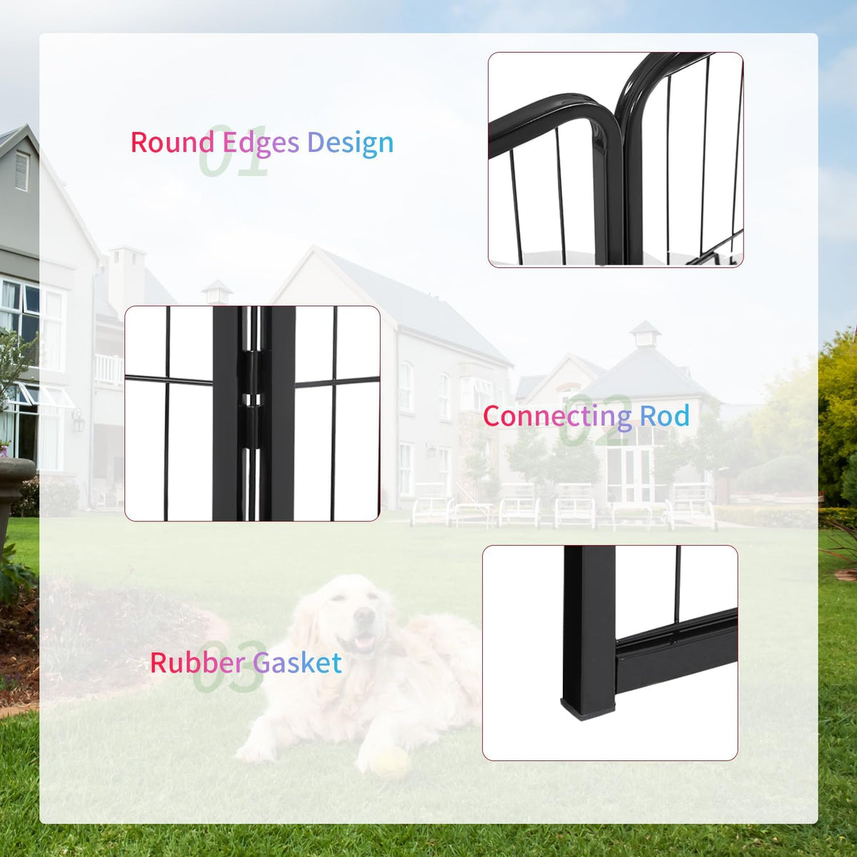 Dog Playpen Dog Pen Dog Kennel 24 Panels 40 Inch Hight Indoor Outdoor Folding Metal Portable Puppy Exercise Pen Heavy Duty Dog Fence for Yard Camping,Black