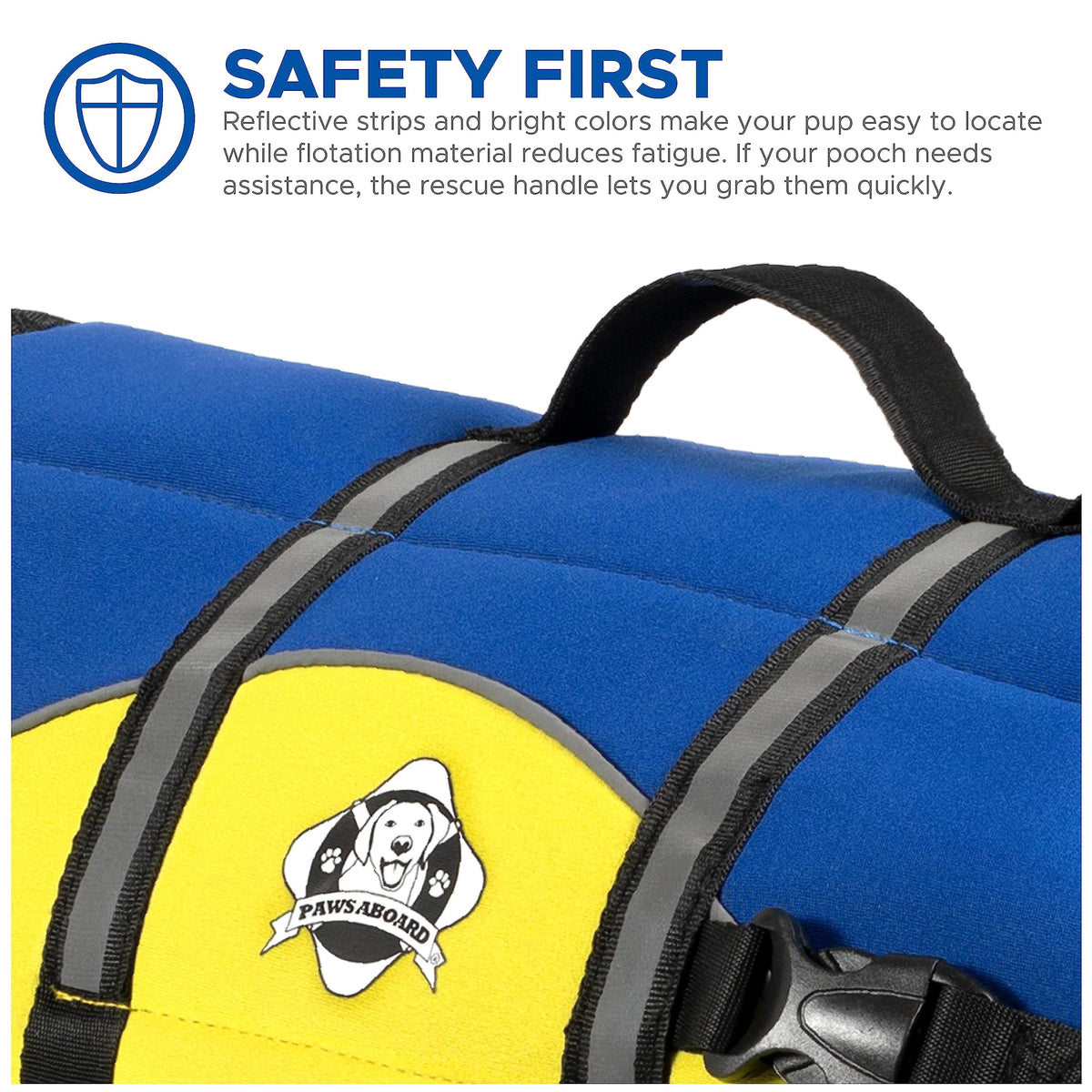 Dog Life Jacket - Keep Your Canine Safe with a Neoprene Life Vest - Designer Life Jackets - Perfect for Swimming and Boating - Blue and Yellow, X-Large