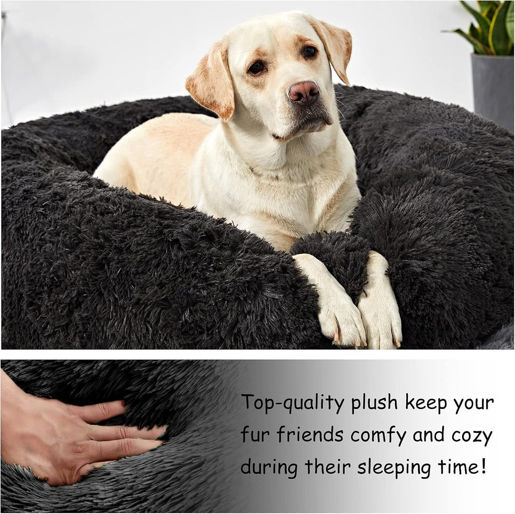 Washable Dog round Bed - Xlarge Donut Dog Bed, Comfy Calming Cuddler