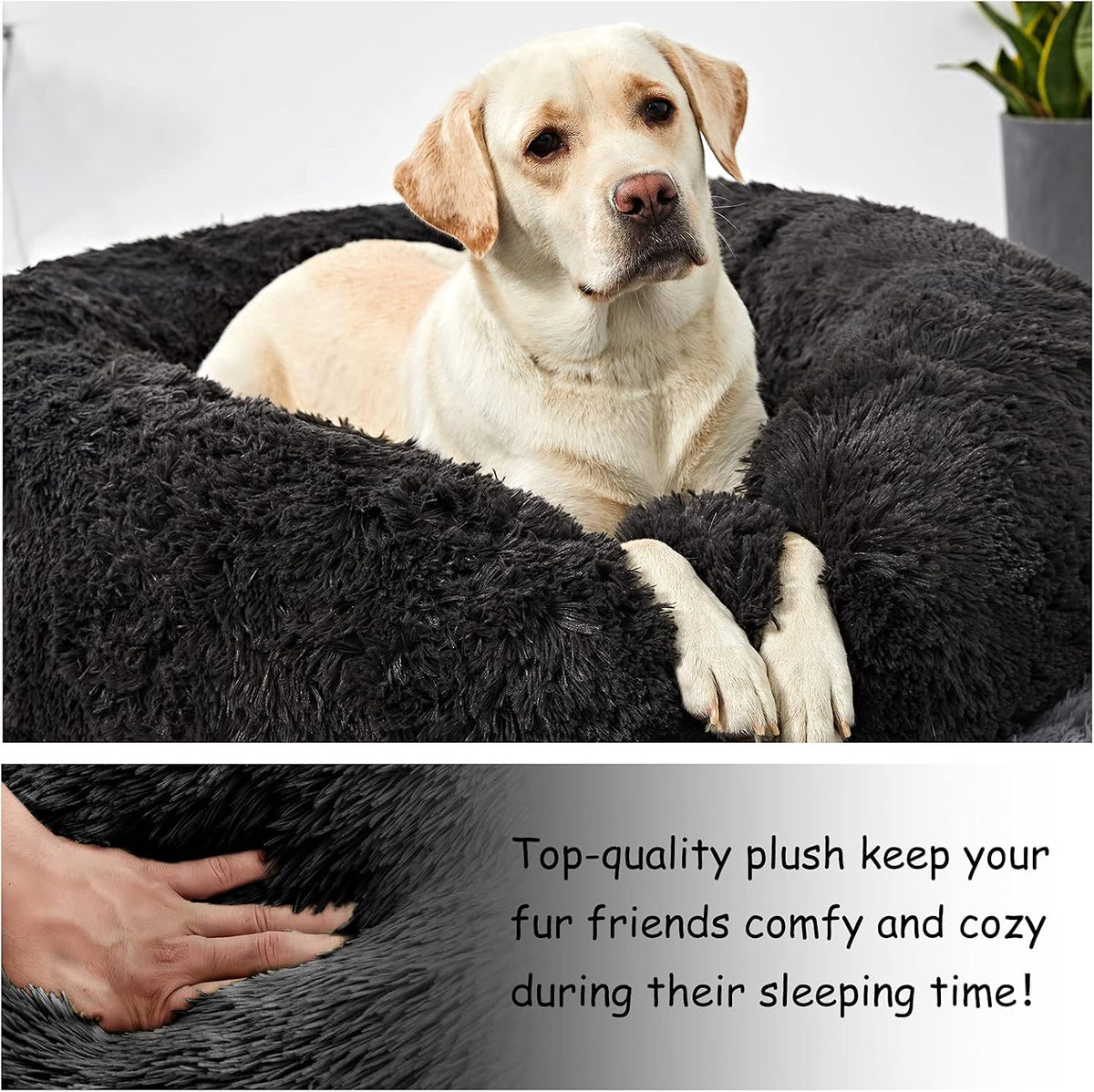 Washable Dog round Bed - Xlarge Donut Dog Bed, Comfy Calming Cuddler