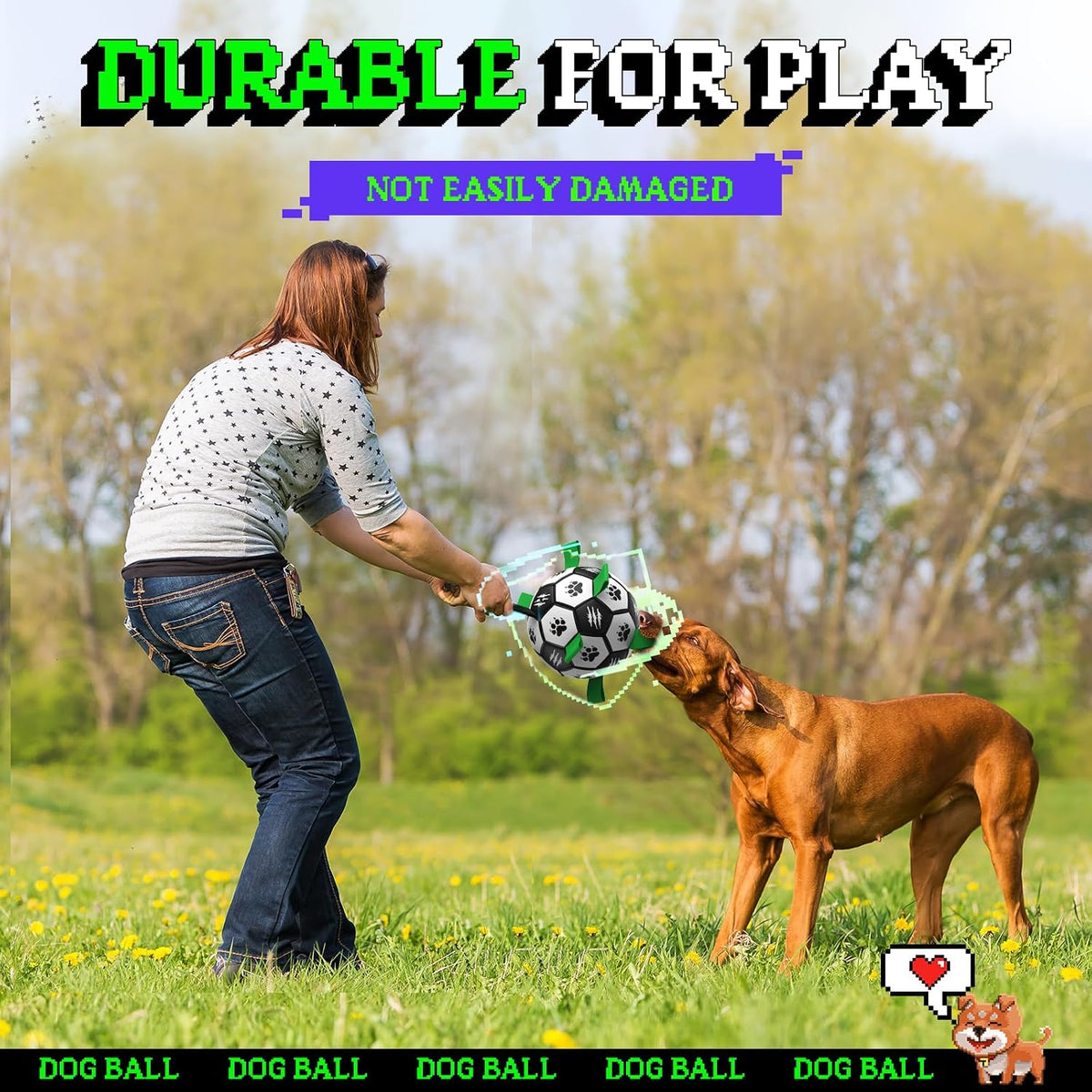 Herding Ball for Dogs, 7 Inch Dog Balls, Dog Soccer Ball with Straps