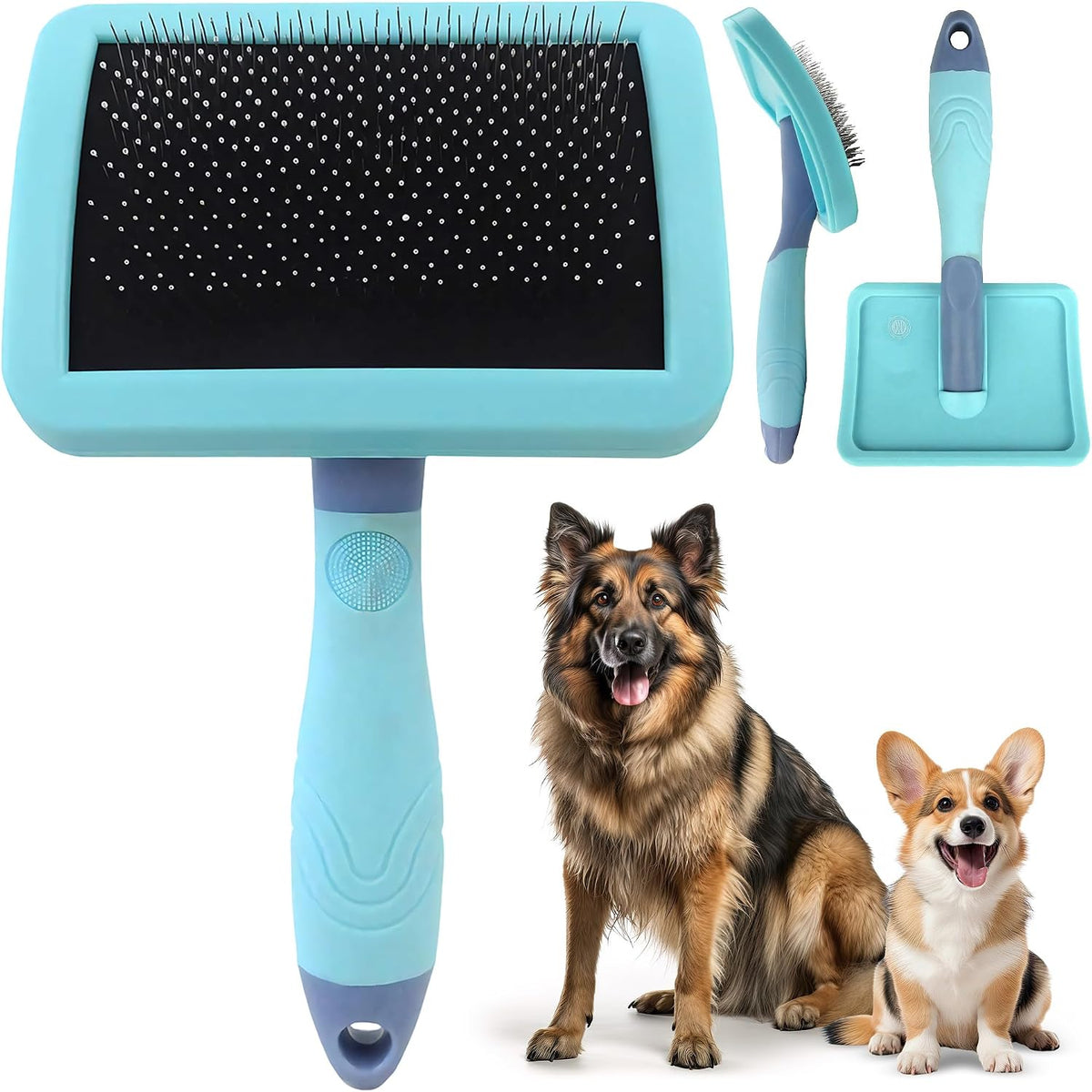 AKC Deshedding Slicker Brush for Dogs & Cats, Coated Tips