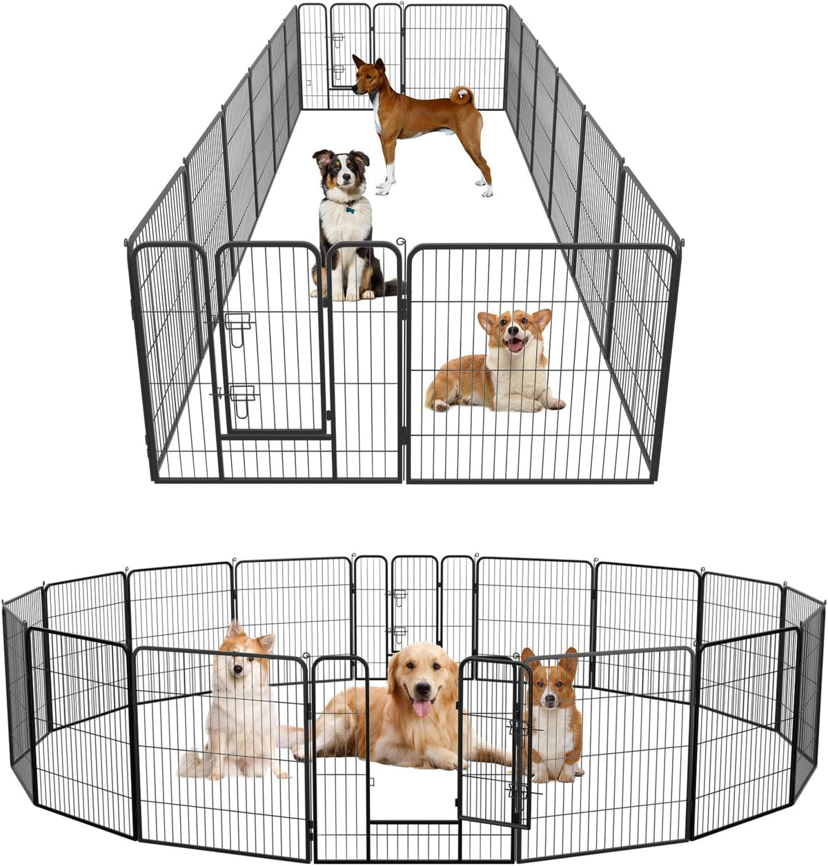 Dog Playpen Dog Pen Dog Kennel 16 Panels 32 Inch Height Indoor Outdoor Folding Metal Portable Puppy Exercise Pen Heavy Duty Dog Fence for Yard Camping,Black