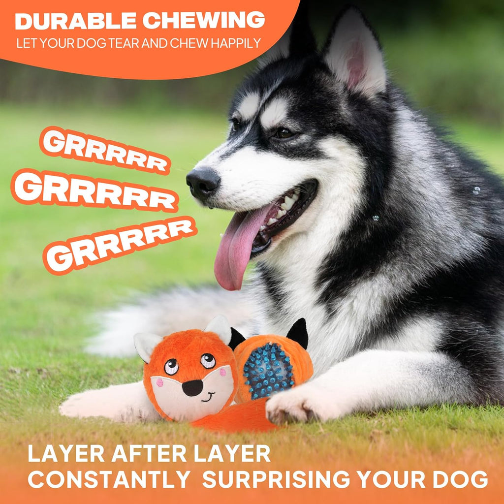 Squeaky Dog Toys for Aggressive Chewers, 3 in 1, Tough Dog Ball
