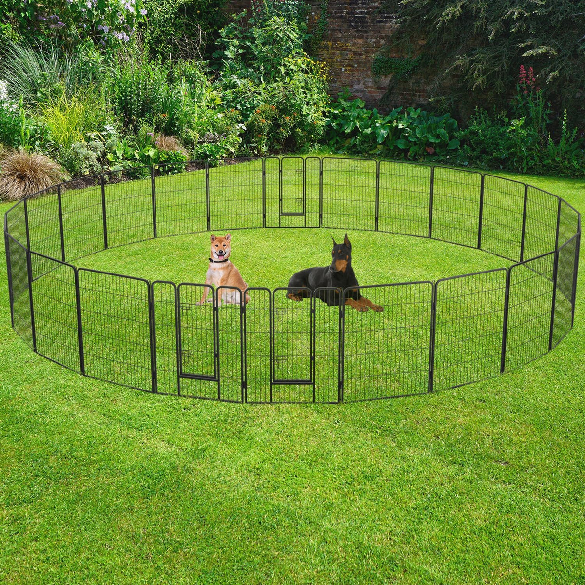 Dog Playpen Dog Pen Dog Kennel 24 Panels 40 Inch Hight Indoor Outdoor Folding Metal Portable Puppy Exercise Pen Heavy Duty Dog Fence for Yard Camping,Black